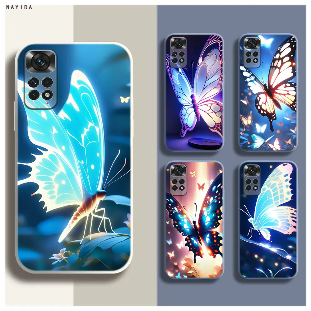 Soft Silicone Phone Case For Xiaomi Redmi Note 12 11 12S Pro Plus 12c 11a 4G 5G Original Cover Butterfly that emits light