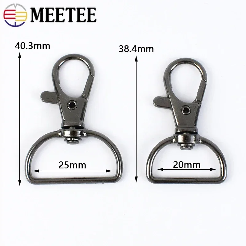 5Pcs 20/25mm Meetee Metal Lobster Clasps Swivel Trigger Snap Hook D Ring Buckle Keychain Clip Bag Strap Sewing Craft Accessories