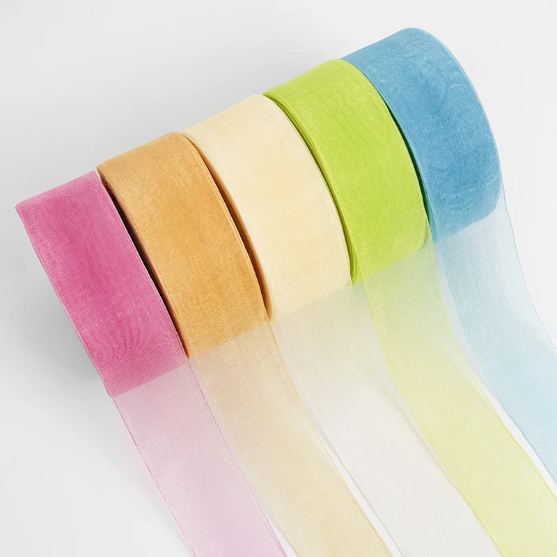 50 야드/롤 4cm Organza 리본 선물 포장 장식 웨딩 부케 파티 화환 DIY 의류 장식 패브릭