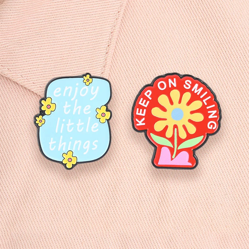 Funny Sarcastic Quotes Enamel Pins Enjoy The Little Things Spanish Motivational Phrases Brooches Lapel Badge Jewelry Gifts