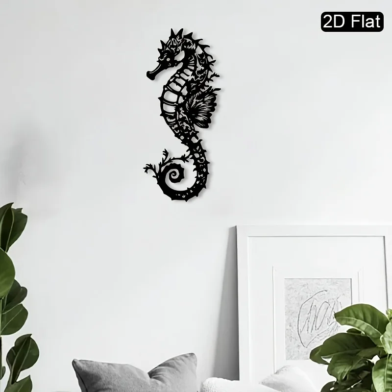 CIFBUY Iron Seahorse Wall Art Metal Ocean Decor Vintage Nautical Hanging Sculpture For Bathroom Patio Coastal Home Wall Hanging