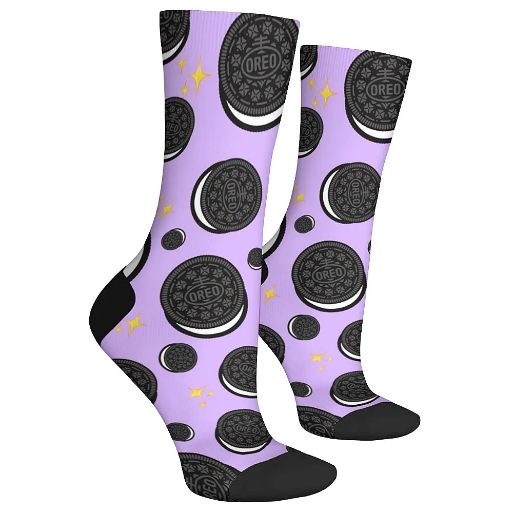 Calcetines de tubo medio para hombre con galleta de chocolate, interesantes calcetines de tripulación, calcetines suaves y cómodos, deportes de tendencia casual de hip hop, regalo ideal.