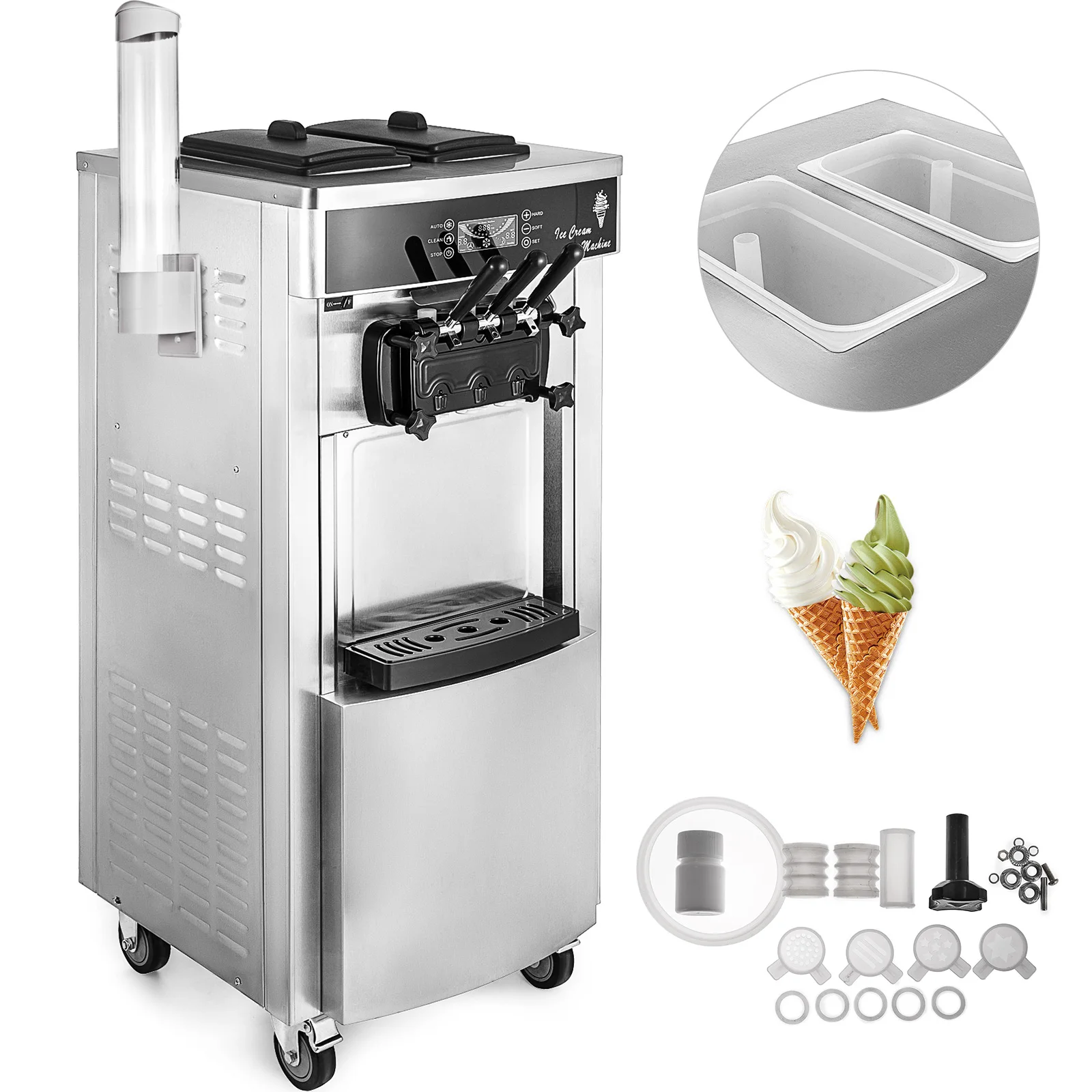 VEVOR Three Flavor Soft Ice Cream Machine  European Warehouse Ready Stock