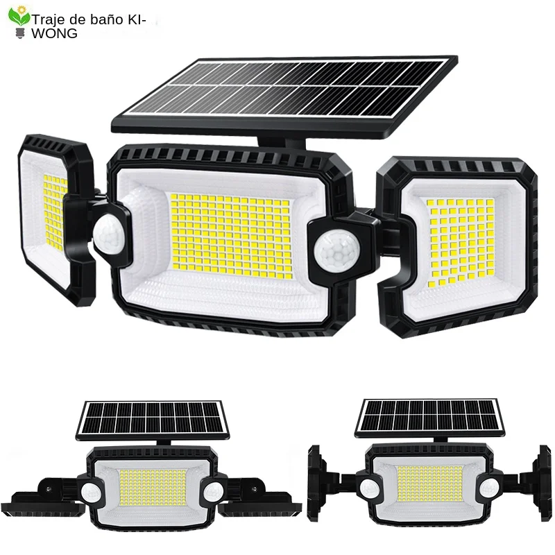 Luces solares de seguridad para exteriores 167 LED ajustables 3 cabezales con 3 modos Sensor de movimiento inalámbrico luces de inundación súper impermeables