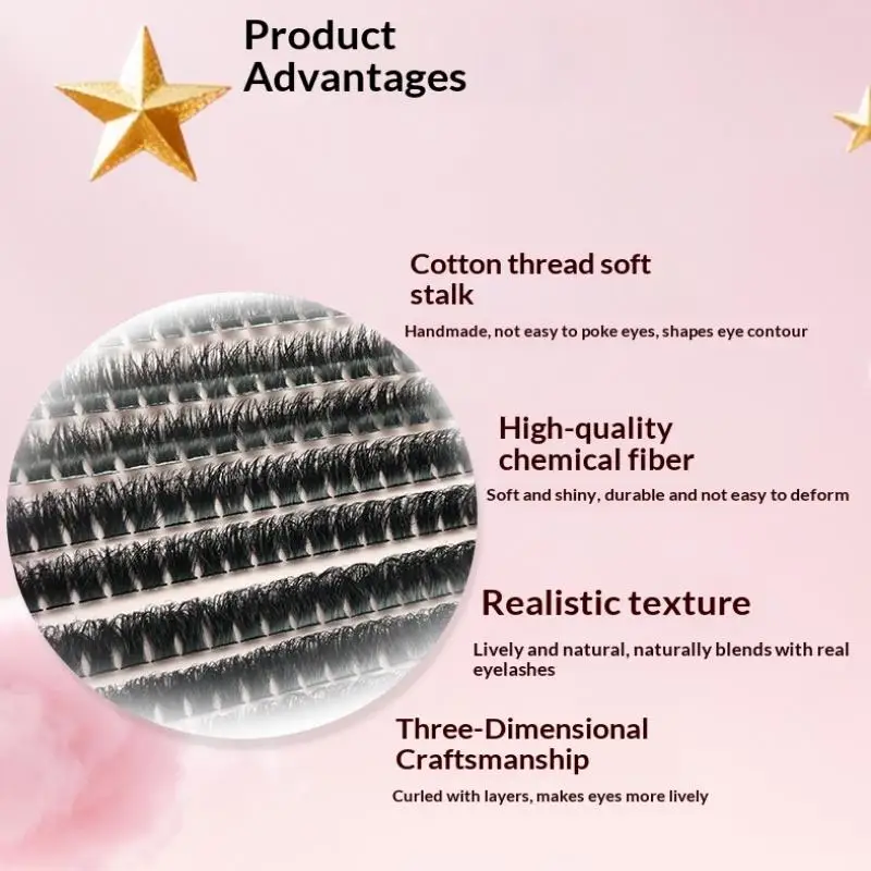 8-16mm Mix Wispy Lash Clusters 10Row 5D Fluffy Thick 60-160D Individual Lashes for Natural Eye Enhancement