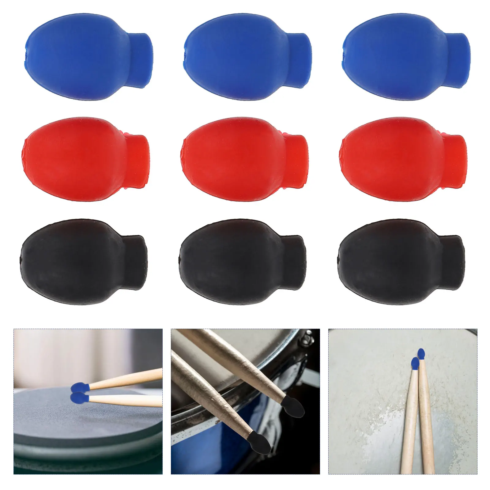 

6 Pairs Sleeve Drum Dampener Pads Backpack Practice Rubber Drumstick Silent Tips
