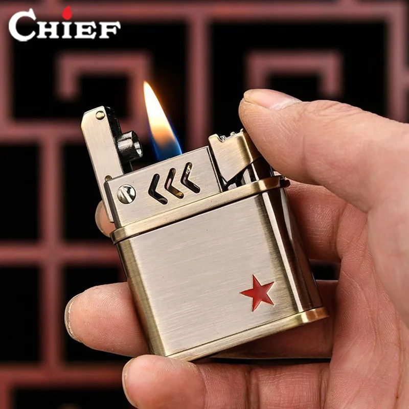

New Machine Cover Ejection Automatic Ignition Oil Lighter Windproof Retro Lighter Cigarette Cigar Accessories Men's Gift