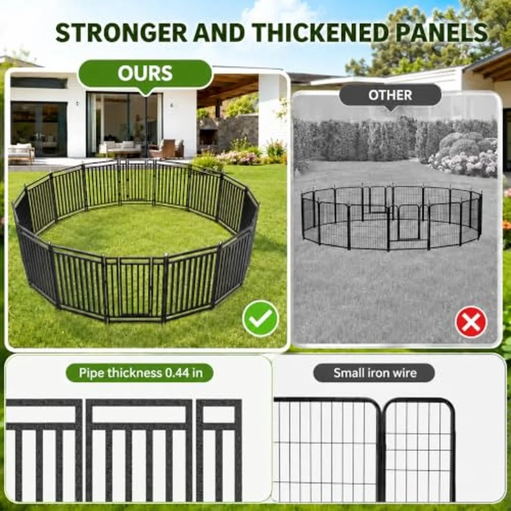 40 Inch Metal Dog Playpen 16 Panels (14 Panels + 2 Gates) Indoor Outdoor Dog Fence and Exercise Pen Portable Pet