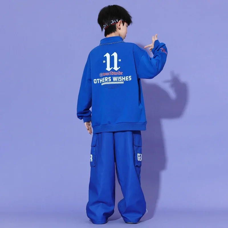 Junge Hip Hop Pullover Street Dance Cargo Hosen Mädchen Hohe Kragen Sweatshirt Outfits für Kind Jazz Sport Kleidung Streetwear Set
