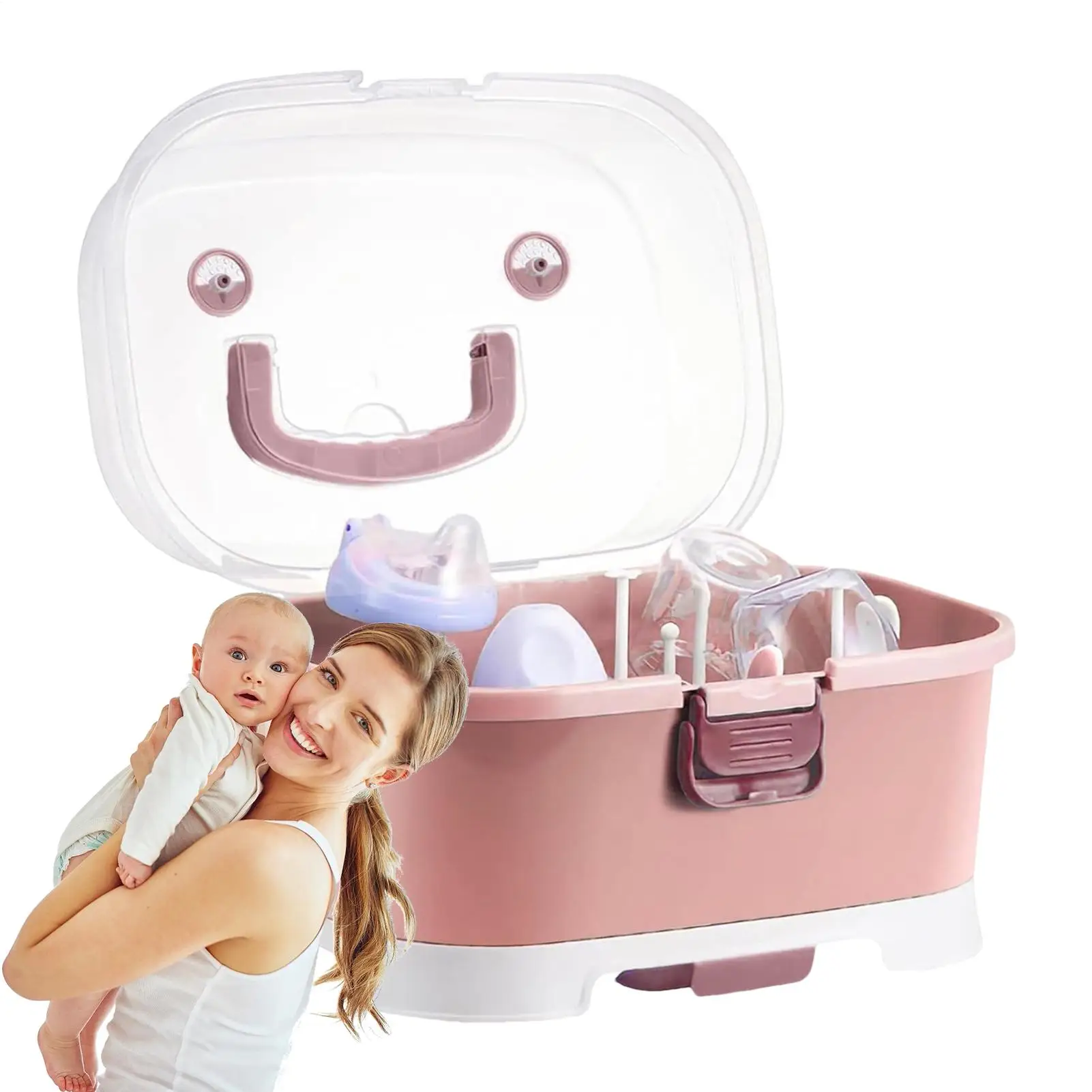 

Baby Bottle Organizer For Countertop Large Nursing Bottle Storage Box Organizer With Cover Dust Proof Home Baskets Containers