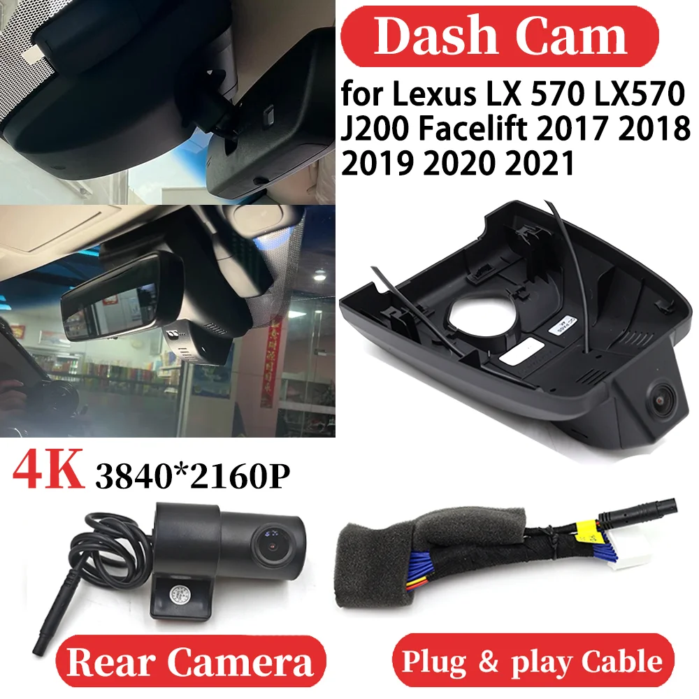 

for Lexus LX 570 LX570 J200 Facelift 2017 2018 2019 2020 2021 Car 4K Video Recorder DVR Dash Cam Dashboard Camera Plug and play