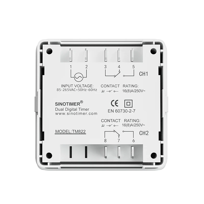 Two Groups Relay Output Separate Control 7 Days Weekly Programmable 2 Channels Timer Switch Time Min. 1 Second Interval Clock