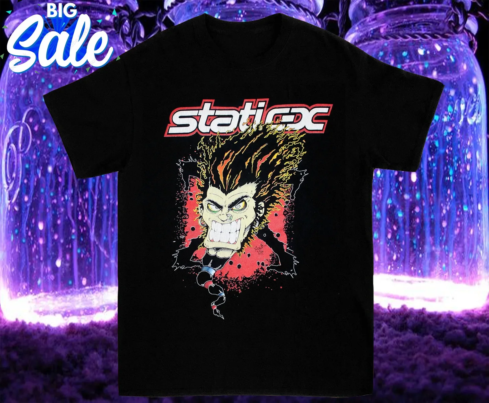 Static X Black Cotton Tee Men All Size Short Sleeve T Shirt Size S-4XL EG208