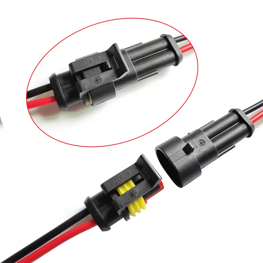 NHAUTP 10Pcs Waterproof 2 Pin Connector Wire Harness 18AWG Electrical Wires Male Female Plug Suitable For Car Truck Boat Moto