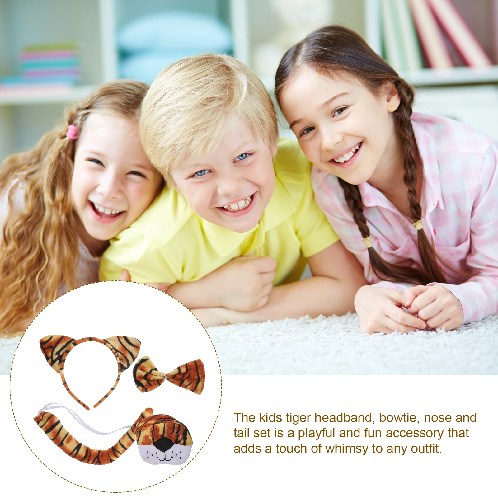 

1 set Tiger Headband Set Kids Child Fabric Ears Tail Cosplay Costume Accessories Soft Comfortable Whimsical Outfit Playful Fun