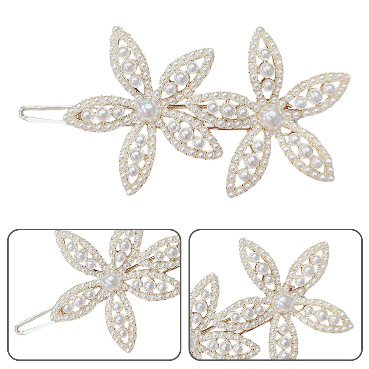 3 قطع مشبك شعر على شكل زهرة اللؤلؤ دبوس شعر غير قابل للانزلاق للنساء لحفلات الزفاف والحفلات الراقصة والارتداء اليومي هدية المهرجان