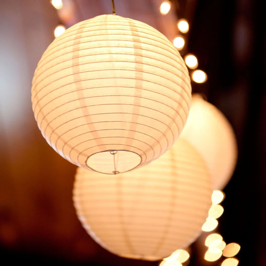 10 Stück/Lot (6, 8, 10, 12, 14, 16 Zoll) warmweiße LED-Laternenlichter, chinesische Papierkugel-Lampions für Hochzeitsfeier-Dekoration