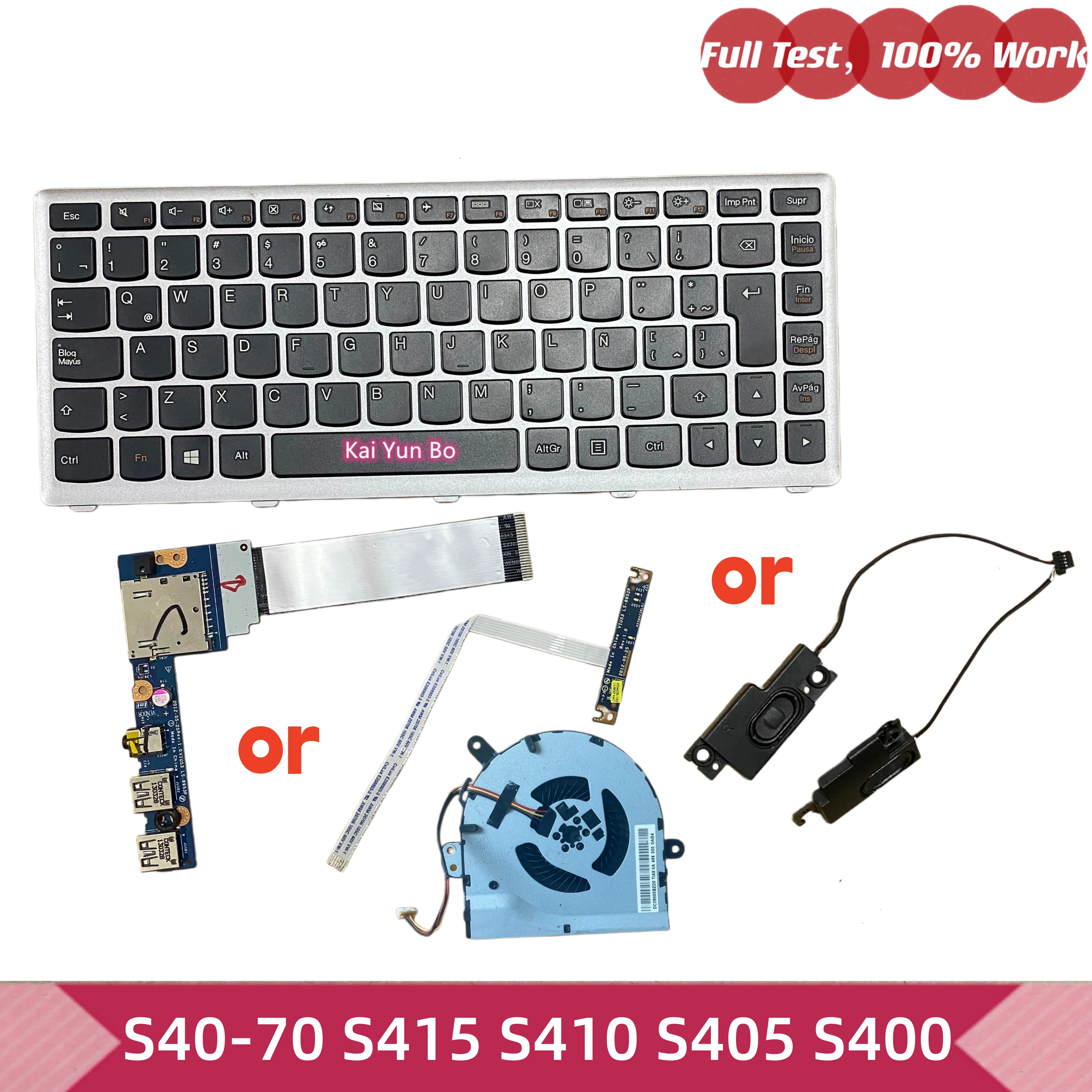NBX00018C00 NBX00018T00 25213418 PK23000JA00 DC28000BZD0 Placa de LED, Teclado, Áudio USB, Leitor de Cartão SD, Alto-falantes e Ventoinha para Lenovo Ideapad S415 S410 S405 S400 S40-70 LS-8952P LS-8953P