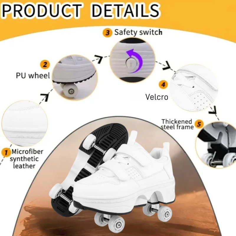 الأطفال عجلات أحذية أحذية رياضية دوارة مع 4 عجلات الزلاجات الكبار هارب الباركور تشوه أحذية للنساء الرجال الشباب الاطفال هدية