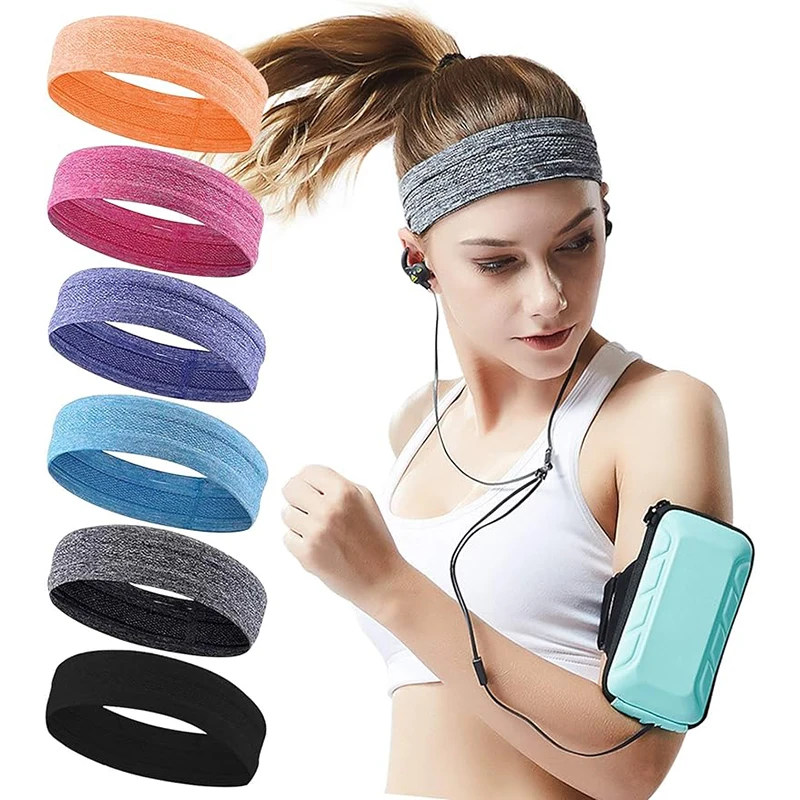 Bandas de sudor de entrenamiento para la cabeza para mujer, bandas de pelo deportivas para el cabello para mujer, antideslizantes, diadema absorbente de humedad para correr