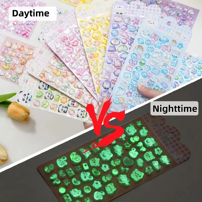 Two Types of 3D Embossed Stickers: Luminous/Non-Luminous,Cartoon Stickers,Phone Case Decorations, Planner Stickers, Party Favors