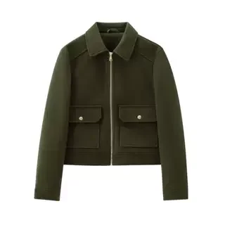 Soft Jacket Outerwear ZR Wind Commuter Style  Color Zipper Decorated Women's Loose Fit Long Sleeve Polyester Fiber Coat