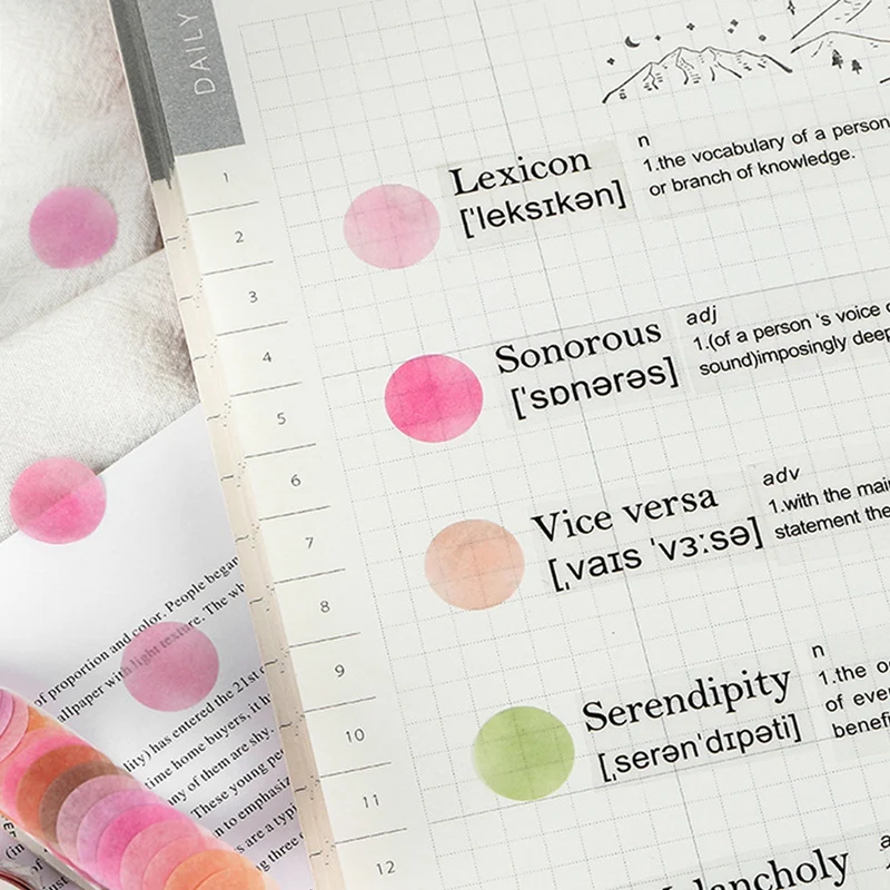 모란디 도트 와시 테이프 스티커, 원형 도트 라벨, DIY 장식 일기 플래너 스크랩북 사진 앱용, 6 롤