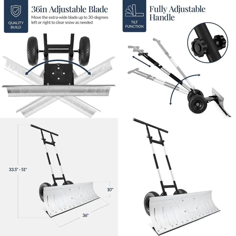 

Снегоуборщик усиленный, 36 дюймов, оцинкованный, с регулируемой рукояткой и колесами для эффективной уборки снега