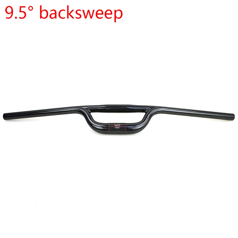 New Foled bike 3K full carbon fibre bicycle handlebar 9.5 degrees backsweep double tube carbon handlebar MTB 66mm rise