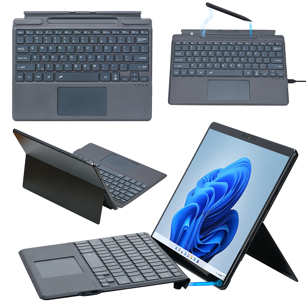 Bluetooth-Compatible Magnetic Wireless Keyboard Type C Charging Portable Magnetic Keyboard for Microsoft Surface Pro 8/9/X/10/11