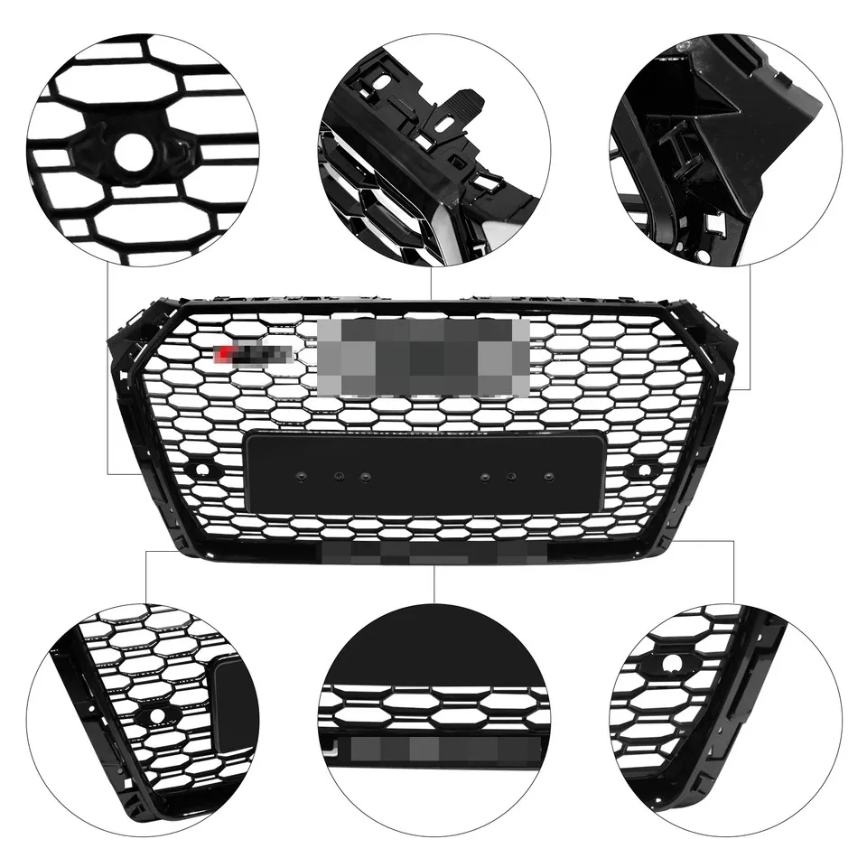 For Audi A4 S-line B9 2016 -2019 S4 EU Honeycomb Grills Mesh Upper Grille Replace 8W0853651 Parts Front Bumper Racing Grills view 2