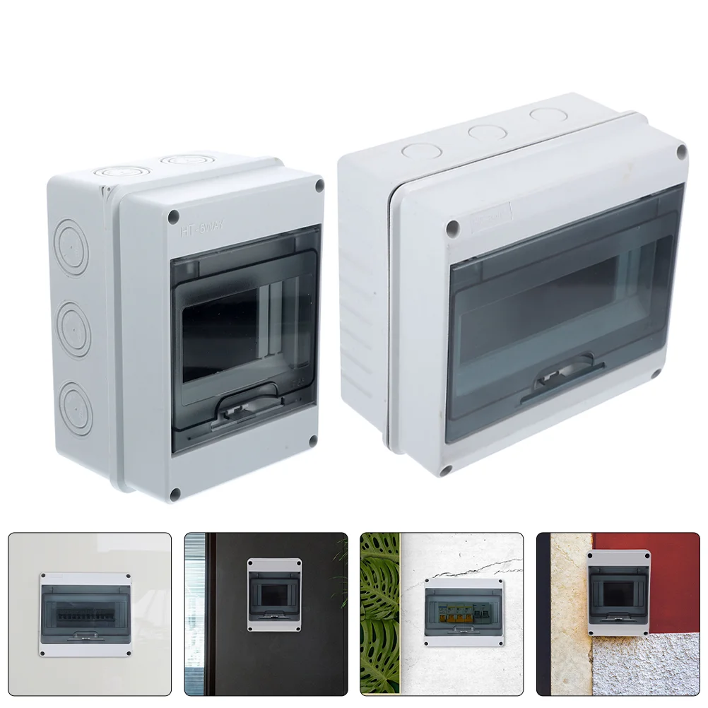 

2 Pcs Distribution Protection Box Electrical Boxes Charging Pile Outdoor Enclosure Din Rail Breaker