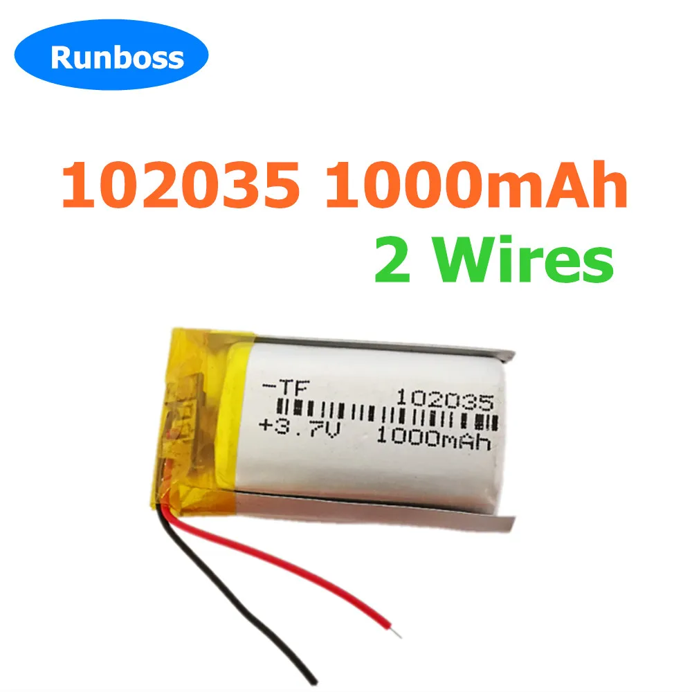 1-10pcs 102035 3.7V 1000mAh Lithium Polymer Battery For mp3 lamp VR glasses detection recording pen bluetooth earphones speaker