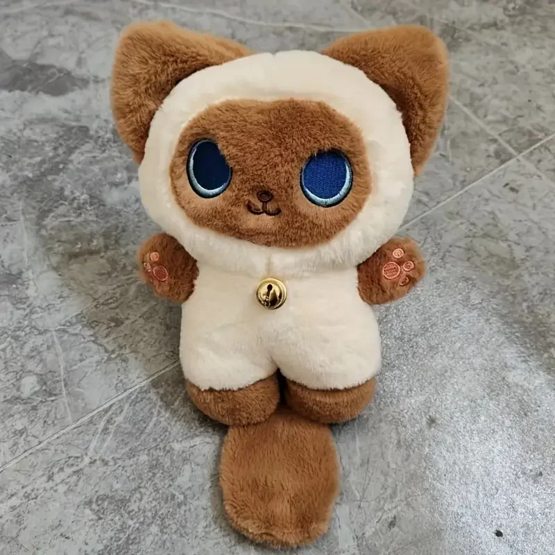 25 سنتيمتر جديد Kawaii لينة الكرتون الحيوان سلسلة سيامي القط مع جرس ألعاب من القطيفة رفيق الدمى هدايا عيد الميلاد للأطفال