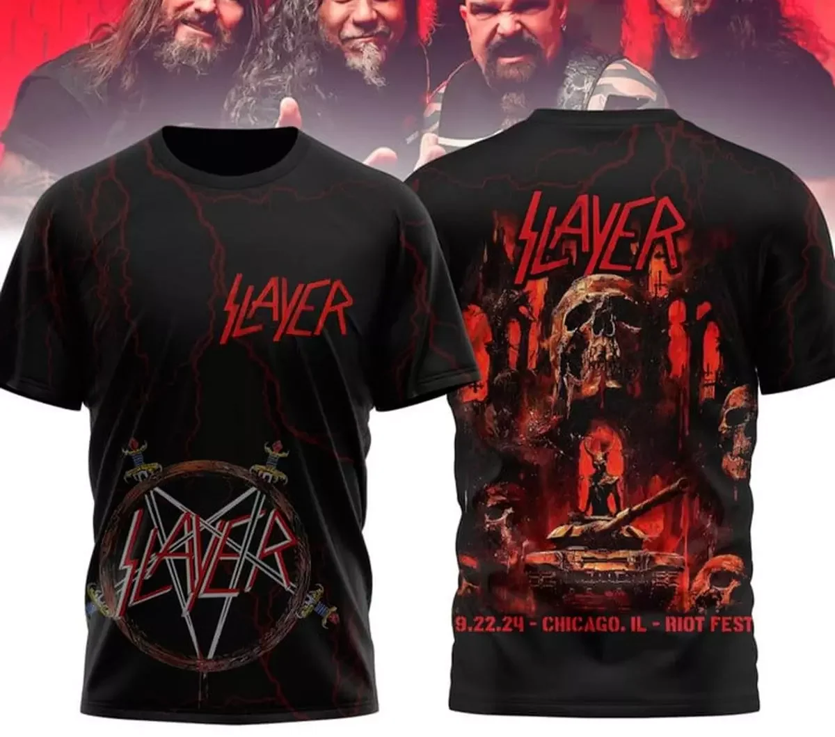 3D Printed T-shirt From Metal Rock Band Slayer Men's T-shirt, Hip-hop Street T-shirt, Fashionable Short-sleeved Top