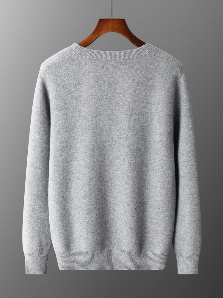 Simple Mature Autumn Winter V-Neck Men's Clothes 100% Merino Wool Single Breasted Cardigan Knitwear Cashmere Sweater Basics Coat