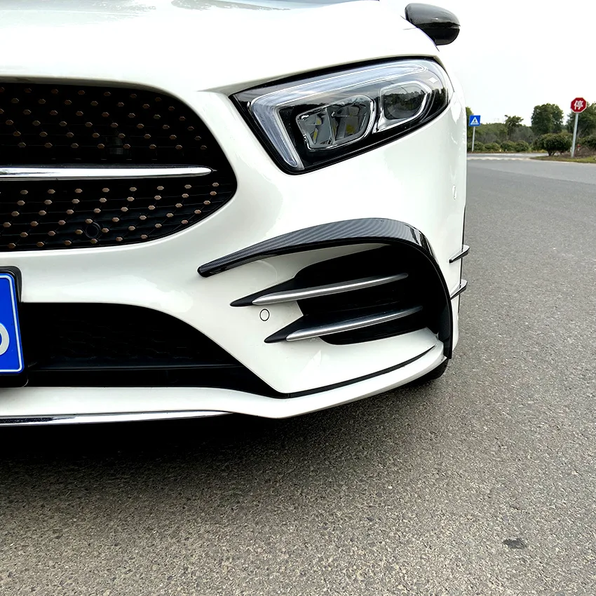 Car Front Canards Apron Bumper Splitter Spoiler for Mercedes Benz W177 A180 A200 A250 A260 AMG A35 2018-2022 Aero Body Kits