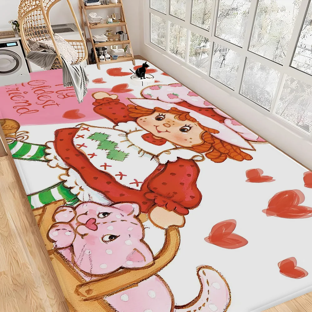 S-Strawberry S-Shortcake Hallway Carpet Non-Slip Laundry Room Mat Laundry Decor Balcony Child Living Room Bedside Area Rugs