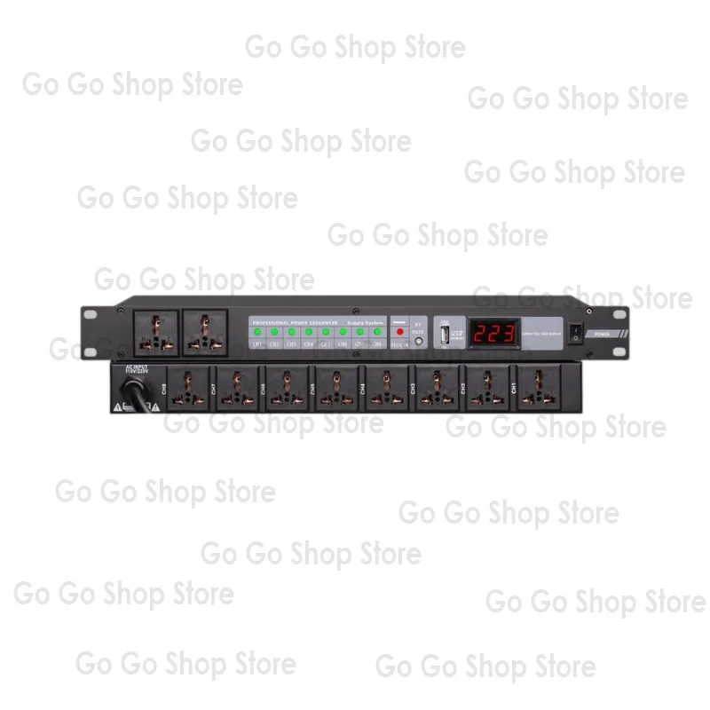 

Professional 8-way power sequencer 10-way sequential controller conference multi-function stage socket manager power strip