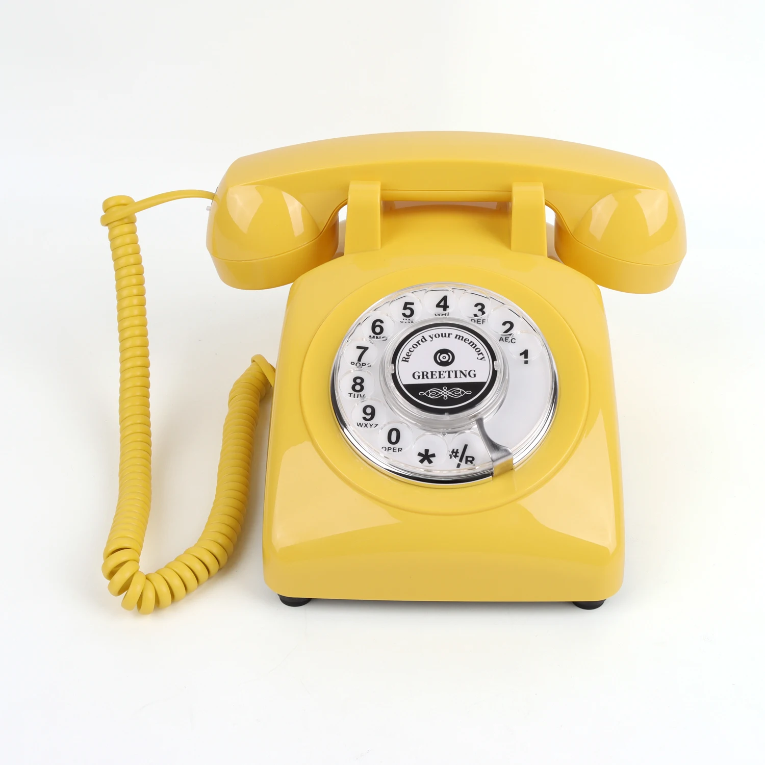 Obrotowy telefon do nagrywania wiadomości głosowych dla gości weselnych, przyjęć urodzinowych i innych okazji. — zdjęcie produktu 7