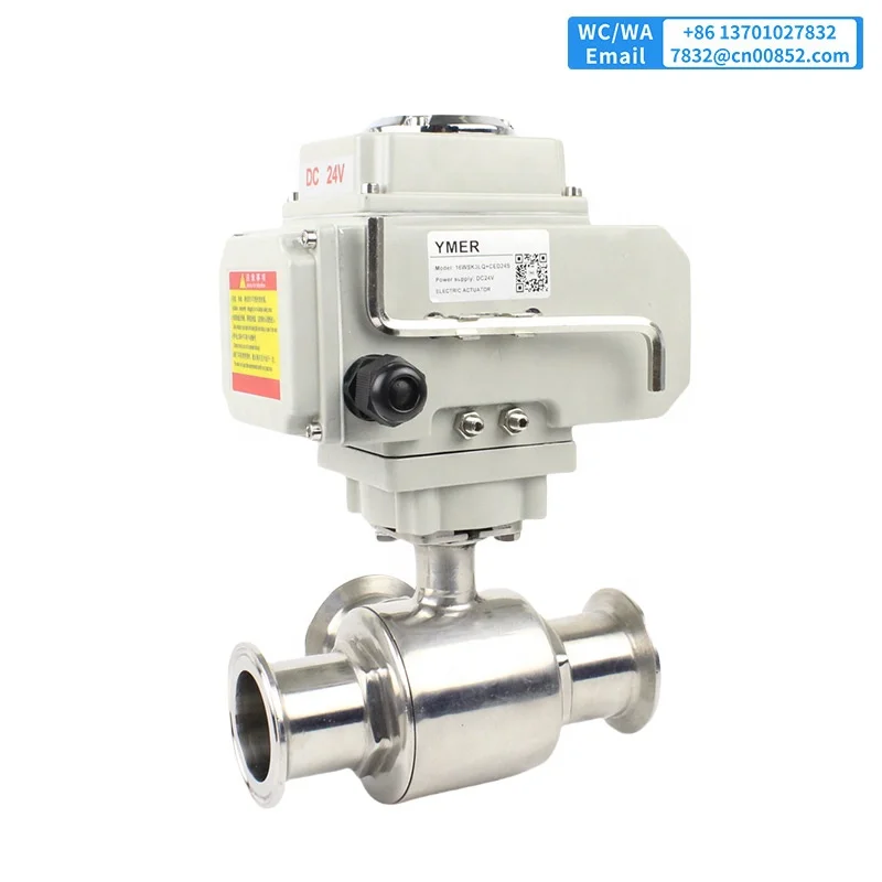 Electric Modulating Motorized Ball Valves for Swimming Pools AC220V 16WSK3TQ+CEA220SV Tri-Clamp Connection IP67 T Type Express