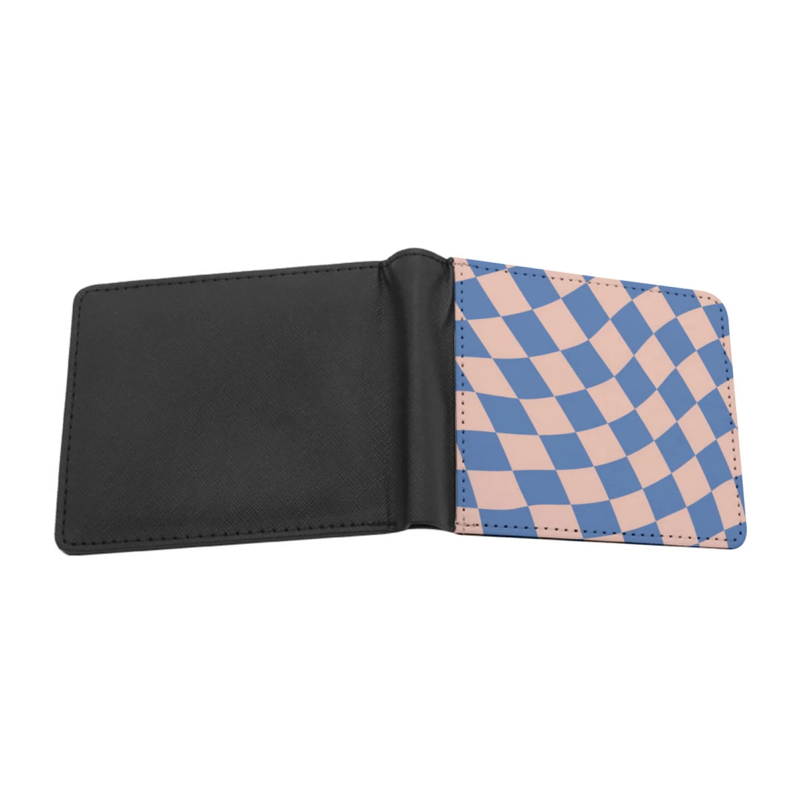 Very Peri And Pastel Pink Swirl Checkerboard Men Wallets Card Man Wallet Short Purse Bi-Fold Personalized Purses Very Peri