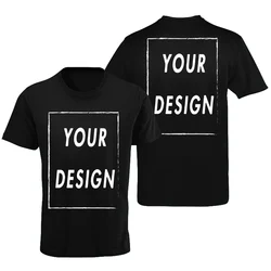 Men's customized T-shirt with their own logo, text, and photos printed on the front and back, customized high-end gifts, Europea