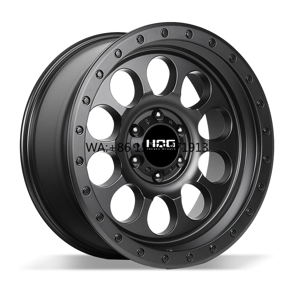 

Custom Matte Black Deep Dish Wheel Hubs 4WD Beadlock Style Forged Rims 17x9 18x10 for Tundra F150 Silverado RAM