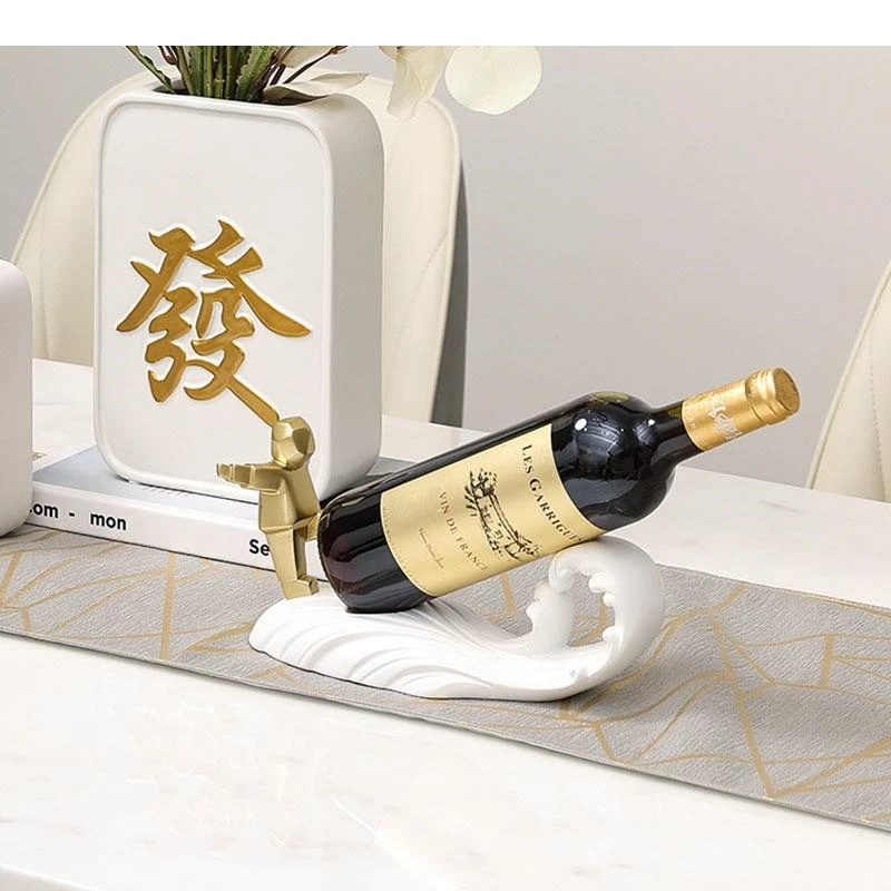 Tread The Waves Character Resins Wine Rack Red Beverage Tray Coffee Tabletop Desk Decoration Holders Nordic Home Decor