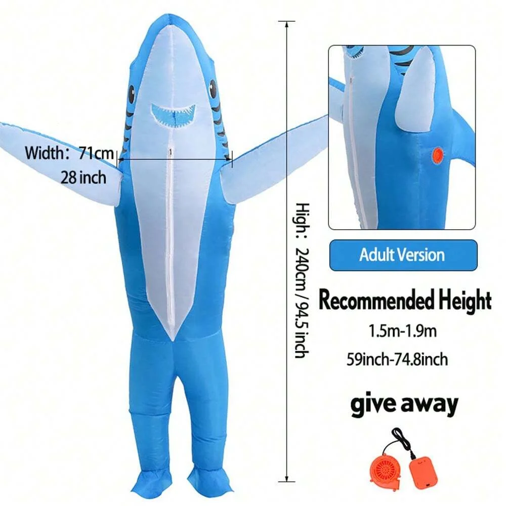 Fun And Unique Adult Blue/Grey/Pink Freely Walk Inflatable Shark Costume For Halloween Parties Carnival