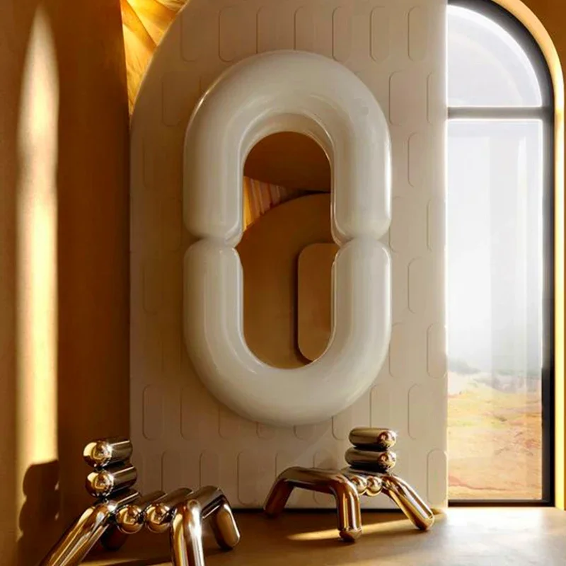 #Household Goods Oval Black Wall Mirror Girl Aesthetic Nordic Long Decorative Frame BathroomMirror Hanging Funky Memphis Espelho