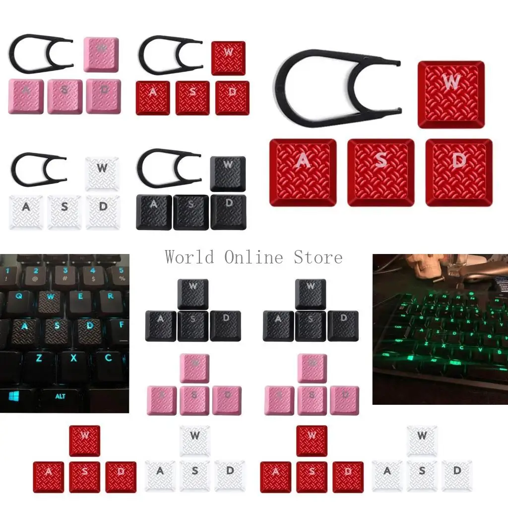 

DIY пользовательский клавиш WASD Клавиша 4PCS BACKLIT GL CLEACK W/ TEXTURA, не скользящая крышка для G913 G915 G813