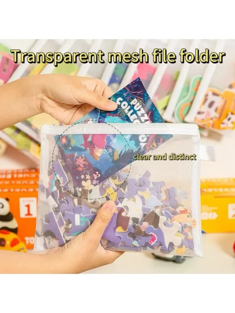 Nieuwe puzzel opbergtas kinderbouwstenen klein speelgoed speciale sorteerzakken transparant gaas gaas rits mesh zakken - afbeelding 2