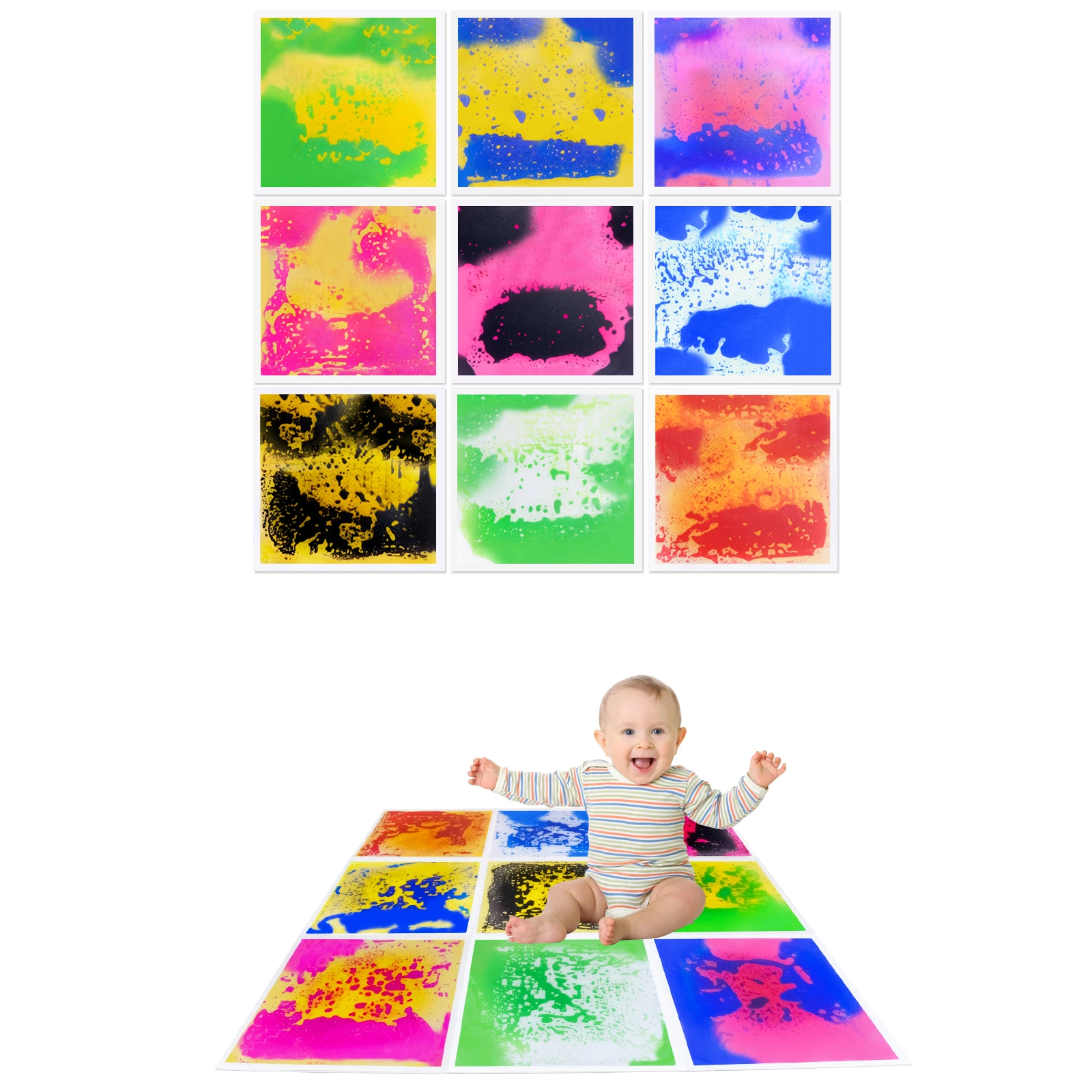 Carreaux sensoriels texturés colorés, 9 pièces, pour l'apprentissage de l'autisme, carrés de sol engageants pour l'entrée et le jeu sensoriels